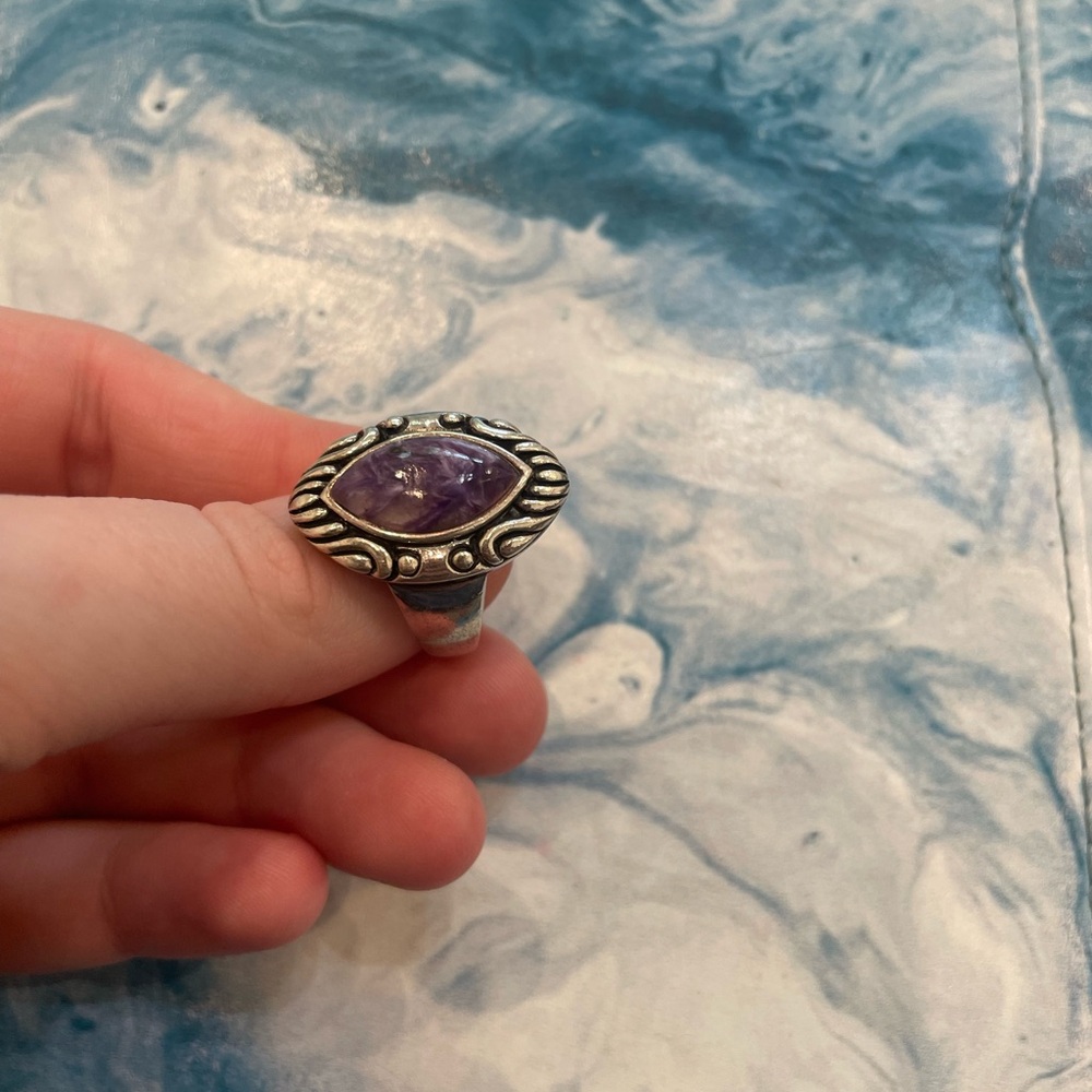 Silver and Purple Gemstone Ring